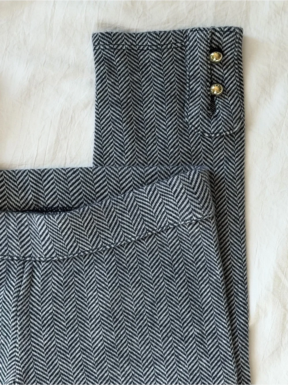 Janie and Jack Girls Herringbone Leggings Pants Gold Button Detail Dressy